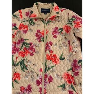 Lands' End Insulated Primaloft Barn Coat Women Large 14-16 Floral Quilted Jacket